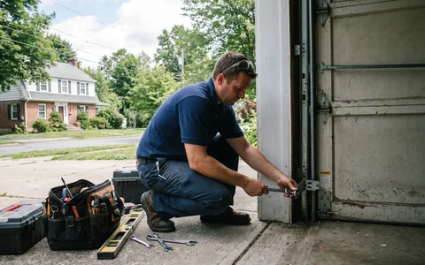 Technician performing garage door repair — Rapid Garage Door Services, Hudson Valley NY